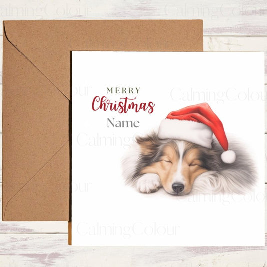 Rough Collie Sleeping Peacefully | Christmas Card | Christmas Card