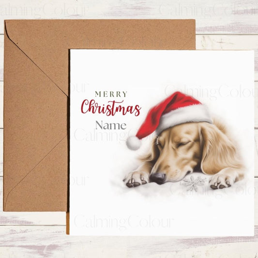Saluki in Santa Hat Slumber | Christmas Card | Christmas Card
