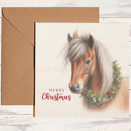 Shetland Pony | Festive Christmas Card | Christmas Card