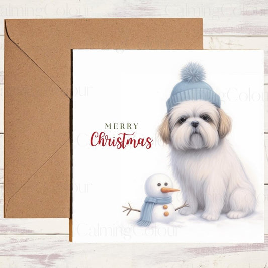 Shih Tzu Among the Snowflakes | Christmas Card | Christmas Card