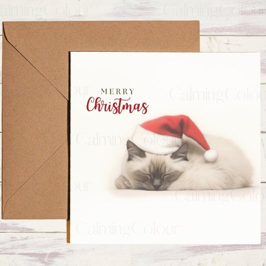 Siamese Cat Sleeping Sweetly | Christmas Card | Christmas Card