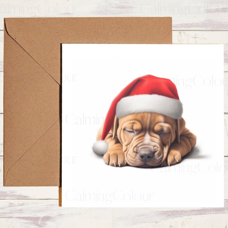 Sleepy Staffordshire Bull Terrier | Christmas Card | Christmas Card