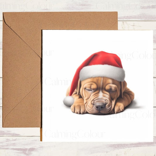 Sleepy Staffordshire Bull Terrier | Christmas Card | Christmas Card