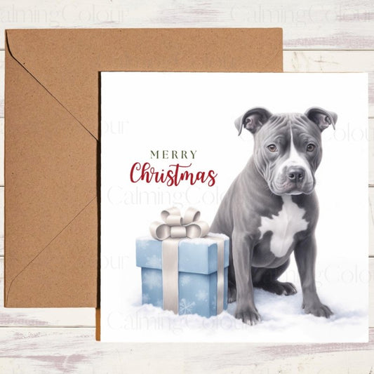 Staffordshire Bull Terrier Christmas Card | Dog Lovers | Christmas Card