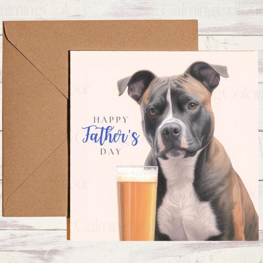 Staffordshire Bull Terrier Father's Day Card | Dad With Love | Father's Day