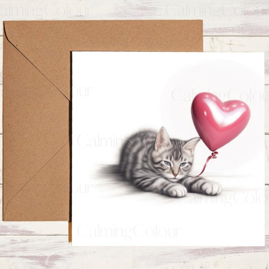 Tabby Cat Birthday Card | With Love | Anniversary | Birthday Card