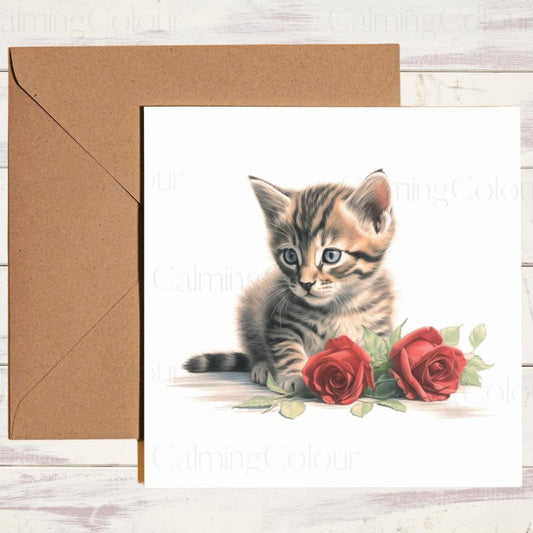 Tabby Cat Greeting Card | Birthday or Anniversary With Love | Birthday Card