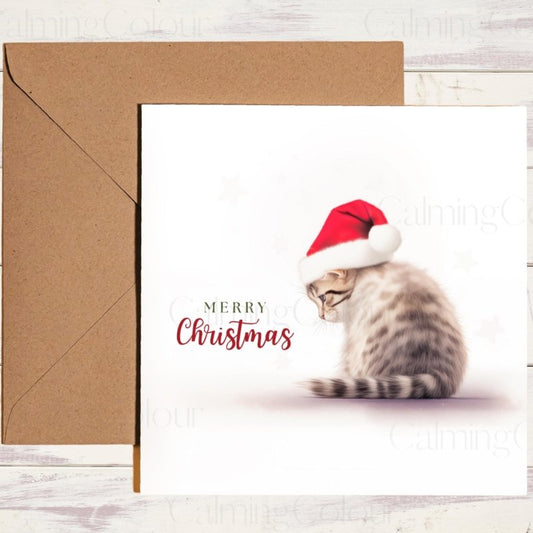 Tabby Kitten in Santa Hat | Christmas Card | Christmas Card (Personalised)