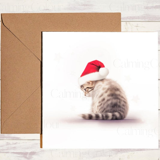 Tabby Kitten in Santa Hat | Christmas Card | Christmas Card (Personalised)