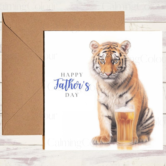 Tiger Father's Day Card | Greeting Card for Dad | With love | Single card blank on the inside | Father's Day