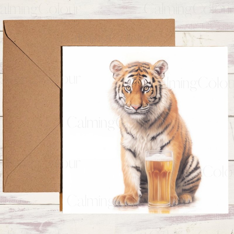 Tiger Father's Day Card | Greeting Card for Dad | With love | Single card blank on the inside | Father's Day