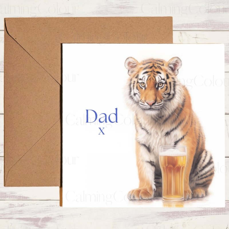 Tiger Father's Day Card | Greeting Card for Dad | With love | Single card blank on the inside | Father's Day