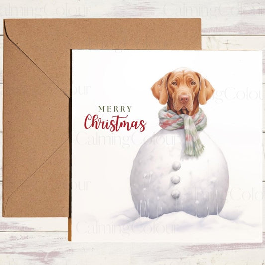 Vizsla Snowman Christmas Card | Christmas Card
