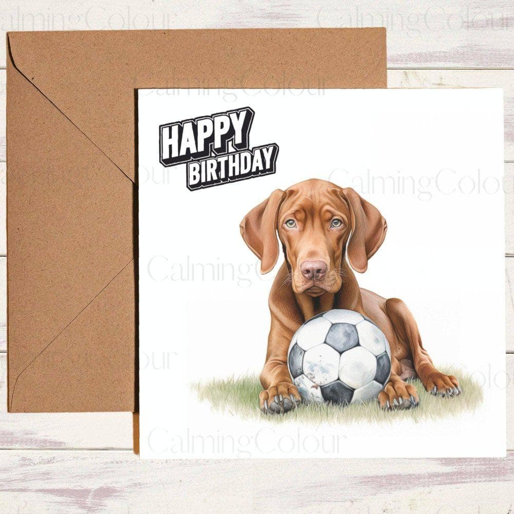 Vizsla with Football | Birthday Card | Birthday Card