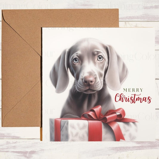 Weimaraner Christmas Card | Puppy Greetings | Christmas Card