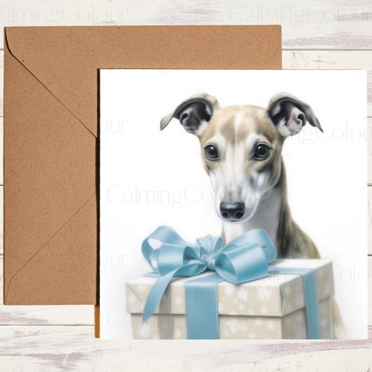 Whippet Christmas Card | Colourful Gift | Christmas Card