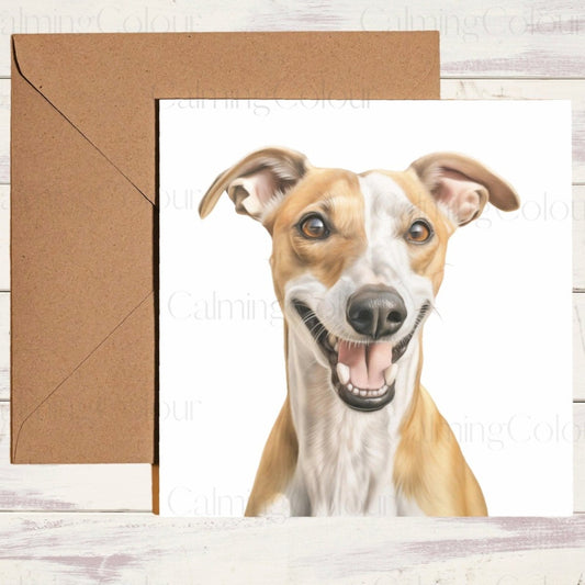 Whippet Greeting Card | Whippet Lover | Single Card | Calming Colour