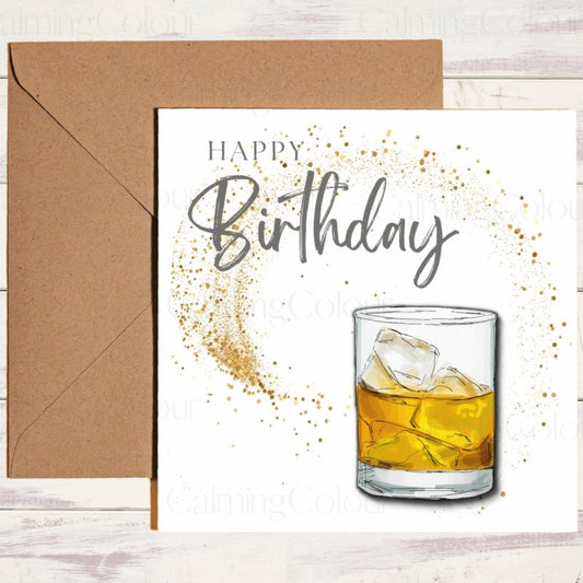 Whiskey Glass Birthday Card | With Love | Dad | Birthday Card