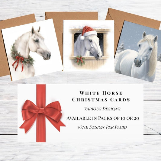 White Horse Christmas Cards | Elegant Equestrian MultiPack | Card Multipack