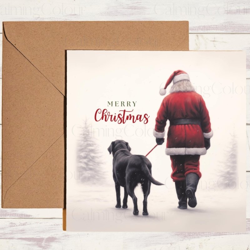 Dogs walking with Santa Christmas cards - Calming Colour