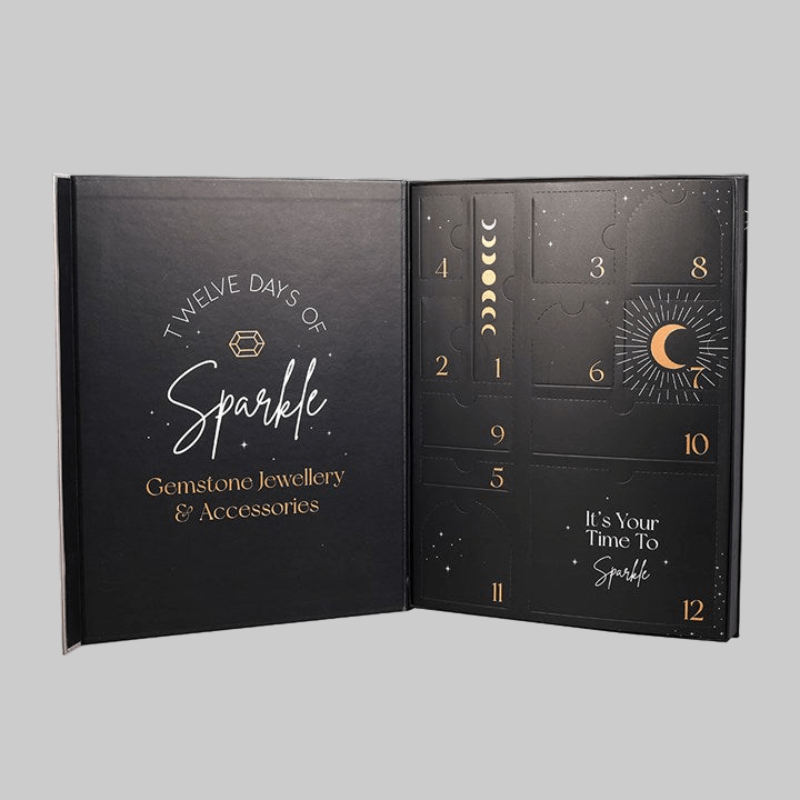 12 - Day Crystal Jewellery Advent Calendar | Gemstone Gift | Figurine