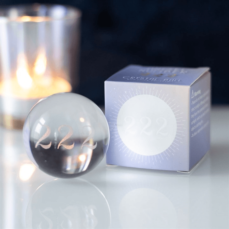 222 Angel Number Crystal Ball | Symbol of Alignment Gift | Figurine