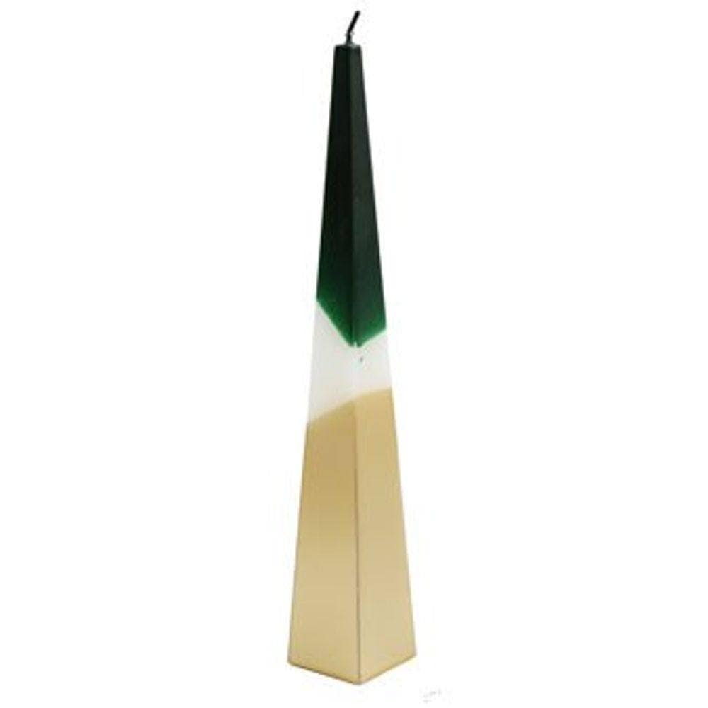 32cm Green and Gold Pyramid Candle | Calming Colour