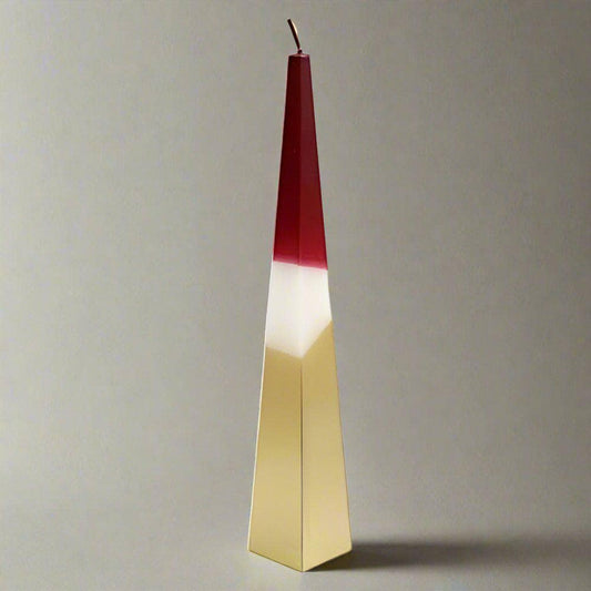 32cm Red and Gold Pyramid Candle | Calming Colour