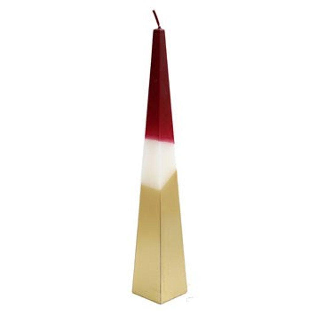 32cm Red and Gold Pyramid Candle | Calming Colour