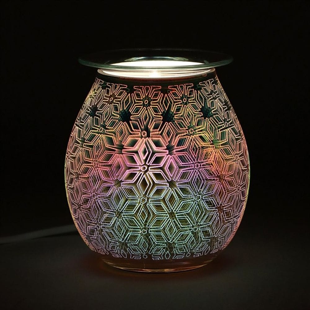 3D Geometric Flower Light Up Electric Oil Burner | Calming Colour