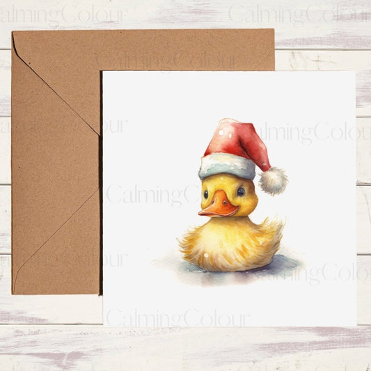 Duck wearing Red Santa Hat | Christmas Card | Christmas Card