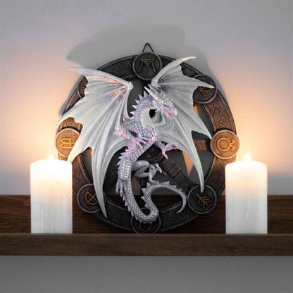 Anne Stokes | Blue Ice 'Yule' Dragon Wall Plaque | Calming Colour