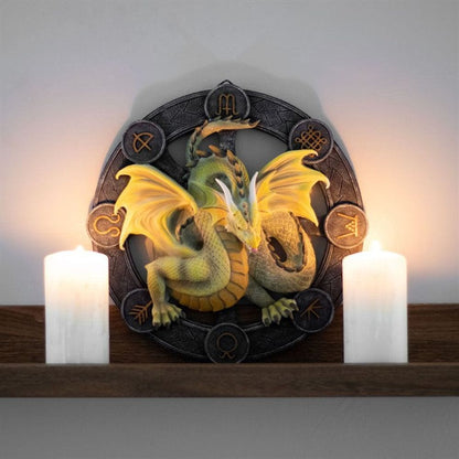 Anne Stokes | Green 'Mabon' Dragon Wall Plaque | Calming Colour