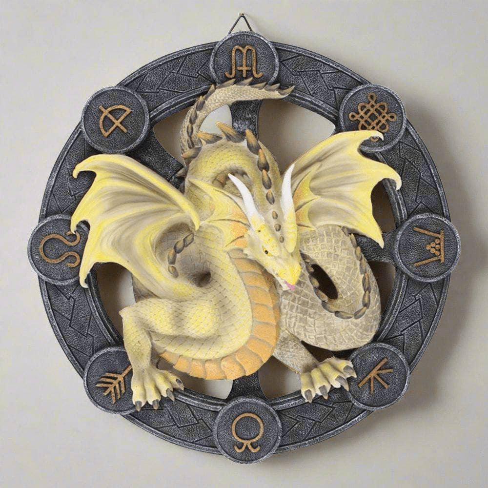 Anne Stokes | Green 'Mabon' Dragon Wall Plaque | Calming Colour