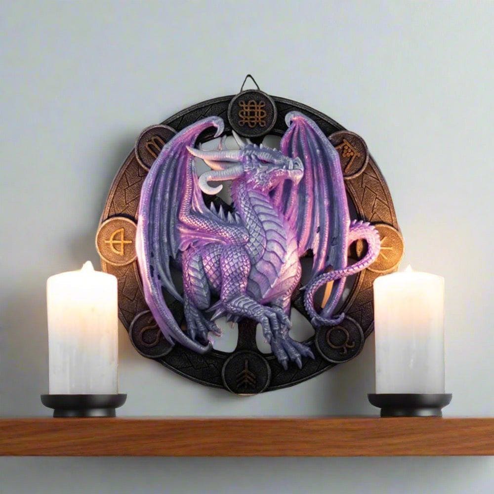 Anne Stokes | Purple 'Samhain' Dragon Wall Plaque | Calming Colour