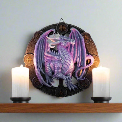 Anne Stokes | Purple 'Samhain' Dragon Wall Plaque | Calming Colour