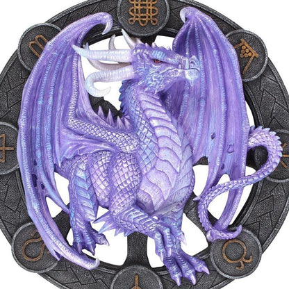 Anne Stokes | Purple 'Samhain' Dragon Wall Plaque | Calming Colour