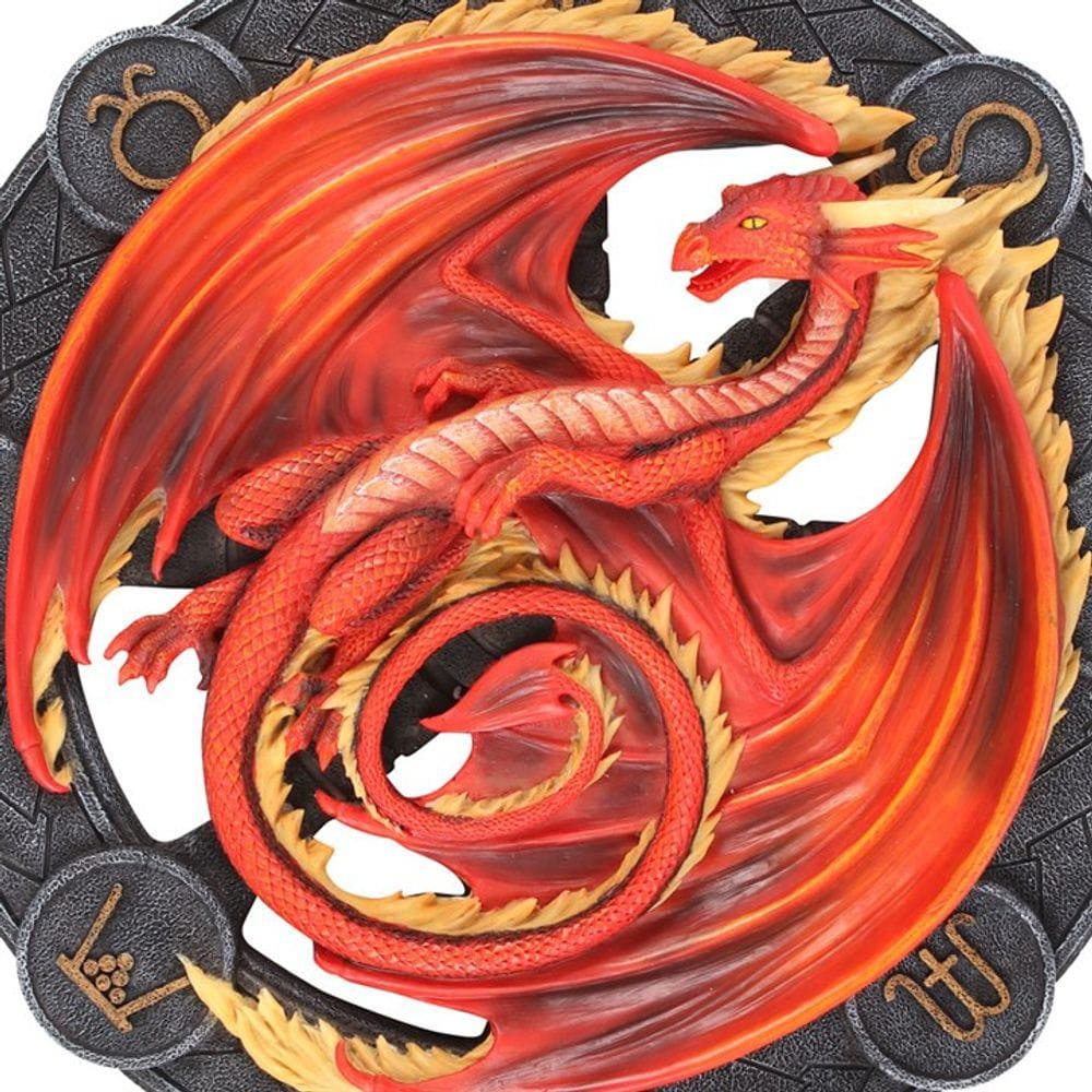 Anne Stokes | Red 'Beltane' Dragon Wall Plaque | Calming Colour