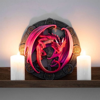 Anne Stokes | Red 'Lammas' Dragon Wall Plaque | Calming Colour