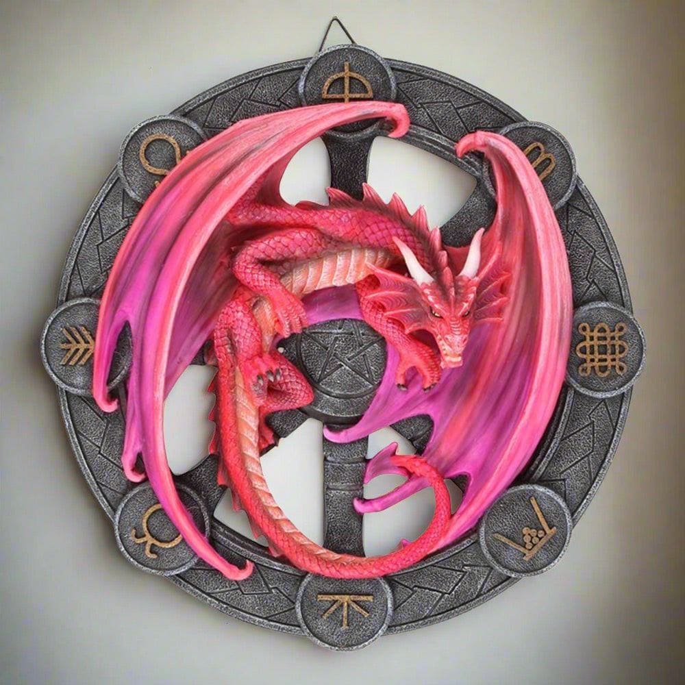 Anne Stokes | Red 'Lammas' Dragon Wall Plaque | Calming Colour