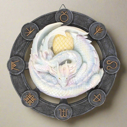 Anne Stokes | White 'Ostara' Dragon Wall Plaque | Calming Colour