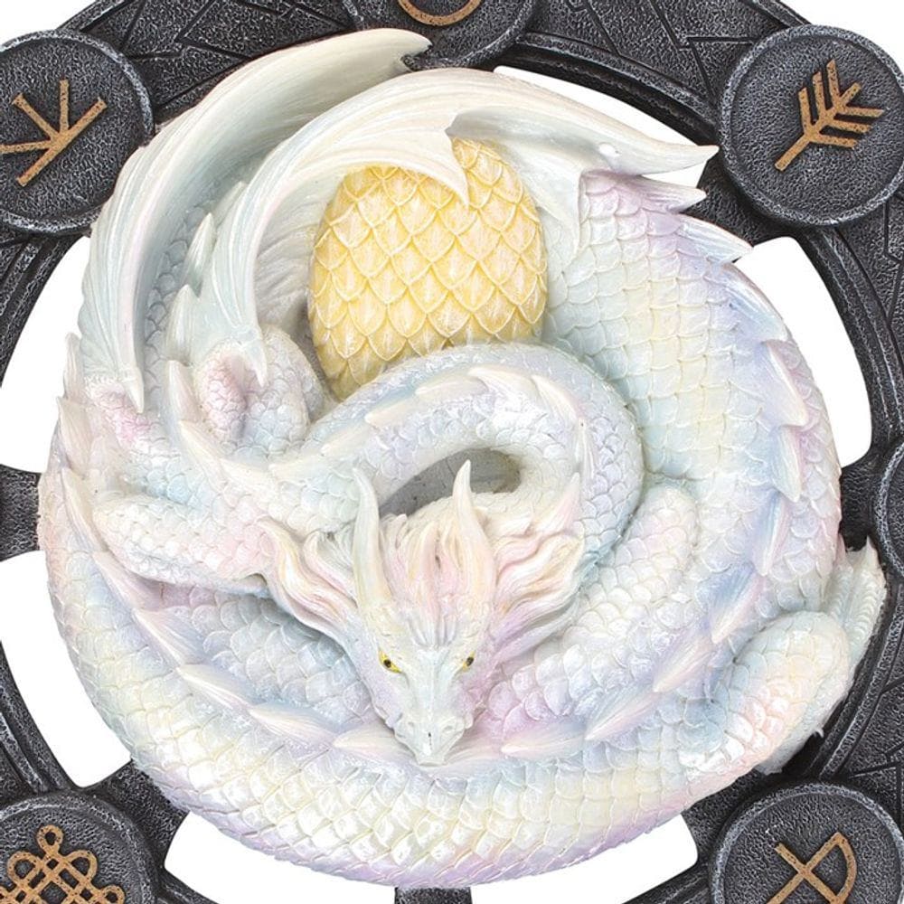 Anne Stokes | White 'Ostara' Dragon Wall Plaque | Calming Colour