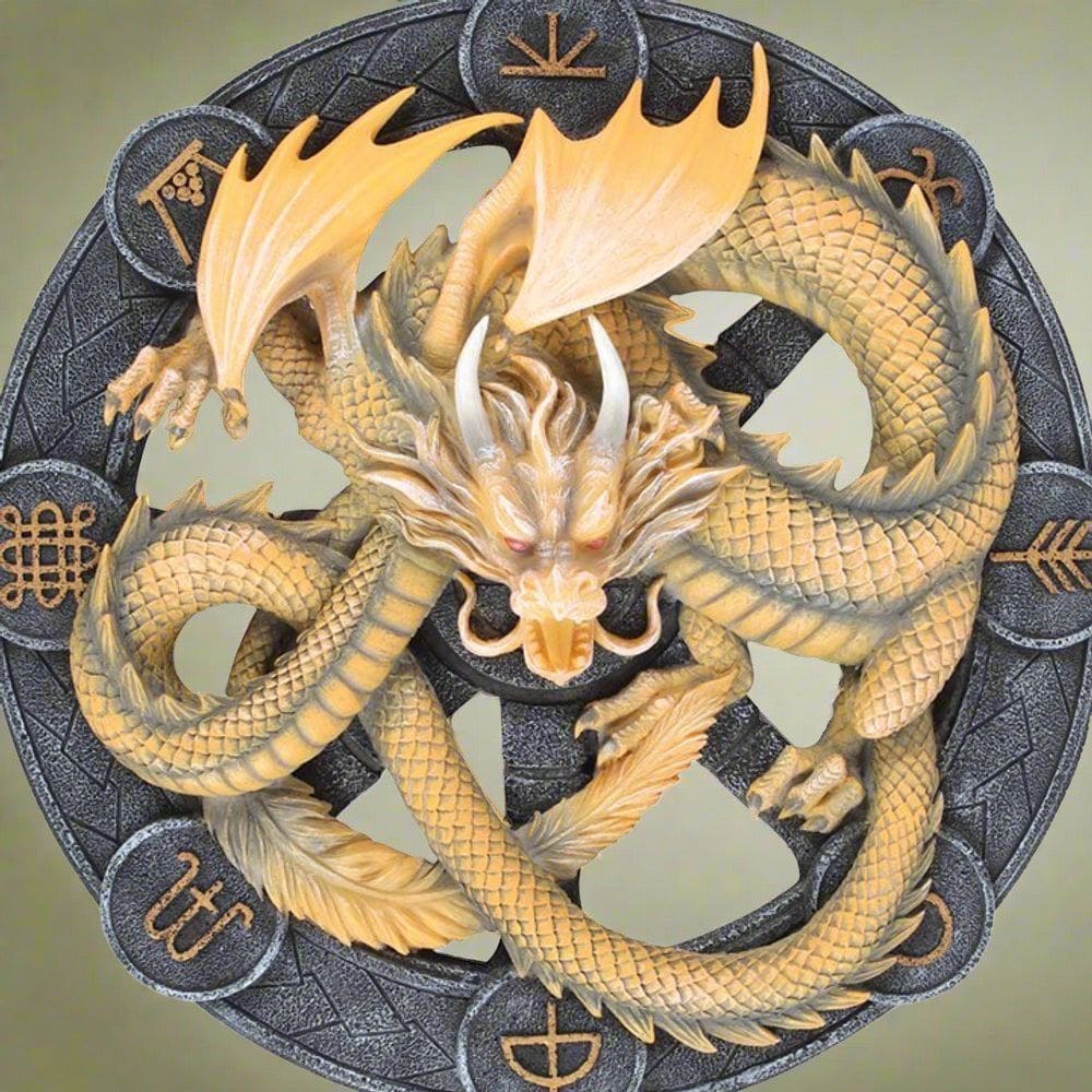 Anne Stokes | Yellow 'Imbolc' Dragon Wall Plaque | Calming Colour