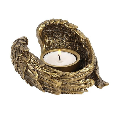 Antique Gold Angel Wing Tealight Candle Holder | Calming Colour