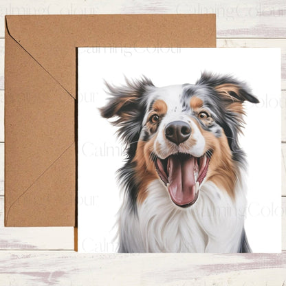 Australian Shepherd Smiling | Father's Day Card | Calming Colour