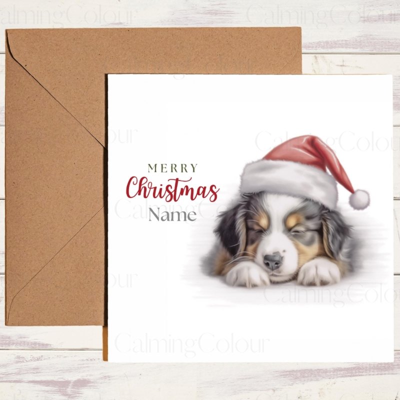 Personalised Australian Shepherd Christmas card with name