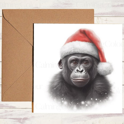 Baby Gorilla in Santa Hat | Christmas Card | Christmas Card