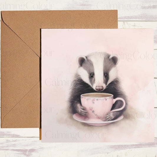 Badger Greeting Card | Mother's Day | Calming Colour