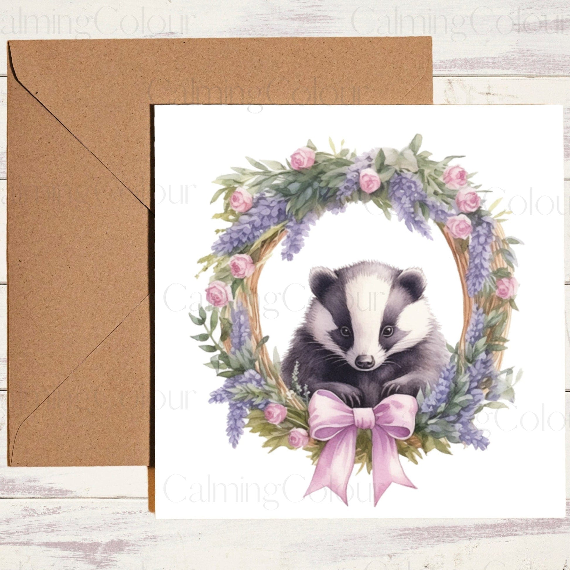 Badger Greeting Card | Single Card | Calming Colour