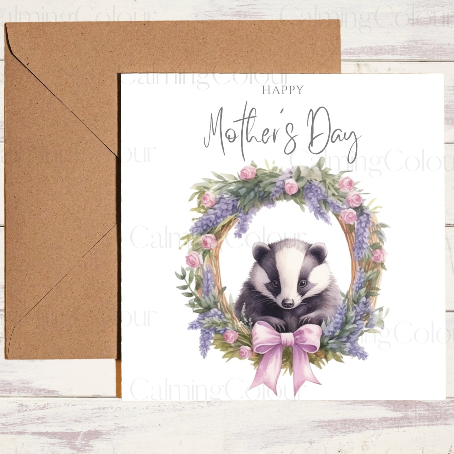 Badger Mother's Day Card | Greeting Card | Calming Colour